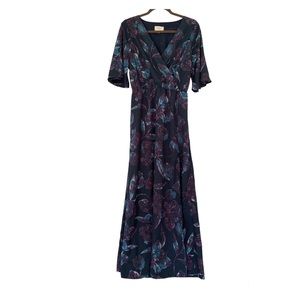 EVERLY Maxi Floral Dress Flutter Sleeves Sz Medium